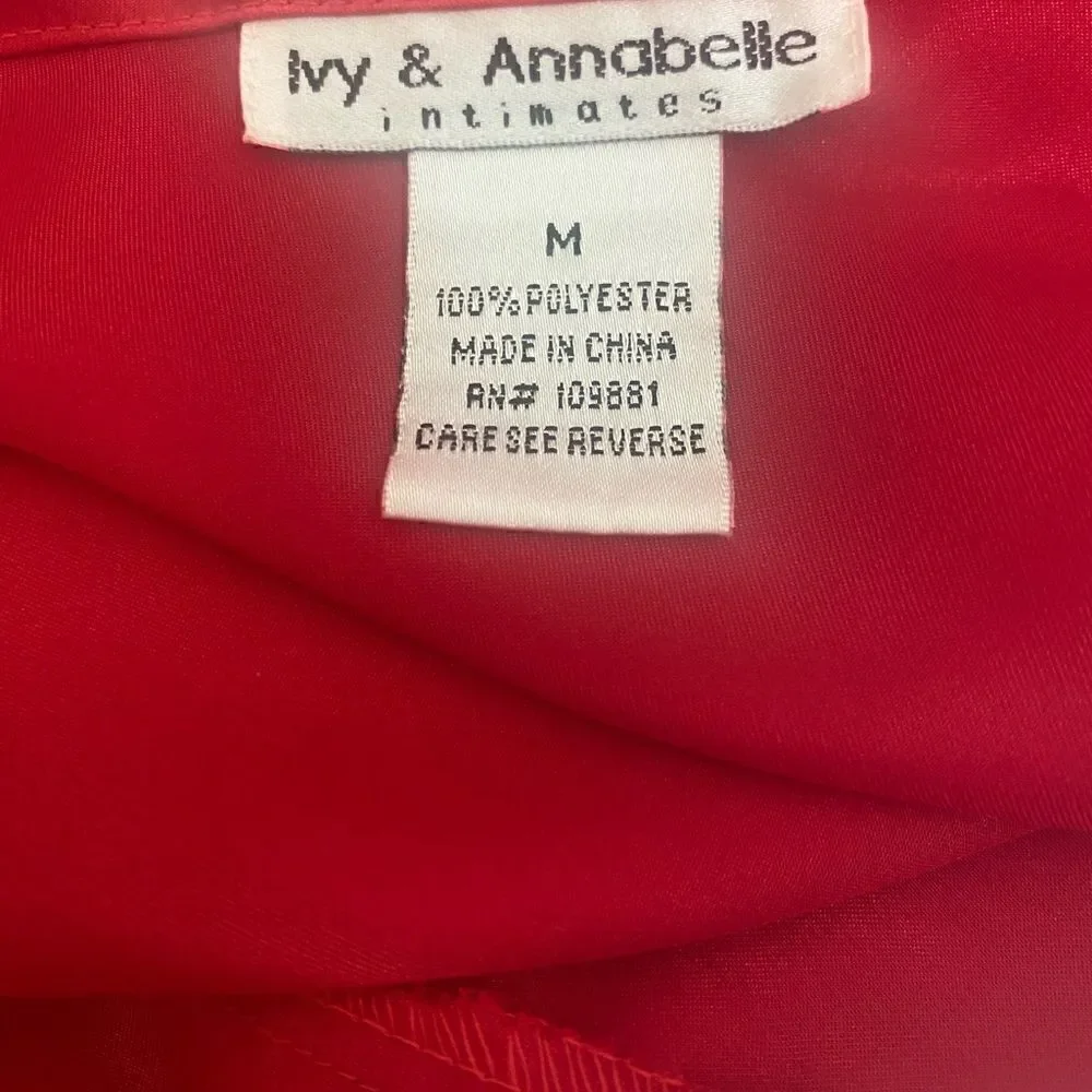 Ivy & Annabelle Red Satin Night Sleep Gown  Rhinestone Size Medium
